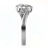 TK3255 - High polished (no plating) Stainless Steel Ring with Top Grade Crystal in Clear - Alamode - Flyclothing LLC