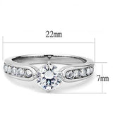TK3256 - High polished (no plating) Stainless Steel Ring with AAA Grade CZ in Clear - Alamode - Flyclothing LLC