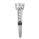 TK3256 - High polished (no plating) Stainless Steel Ring with AAA Grade CZ in Clear - Alamode - Flyclothing LLC