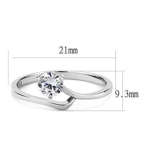 TK3257 - High polished (no plating) Stainless Steel Ring with AAA Grade CZ in Clear - Alamode - Flyclothing LLC