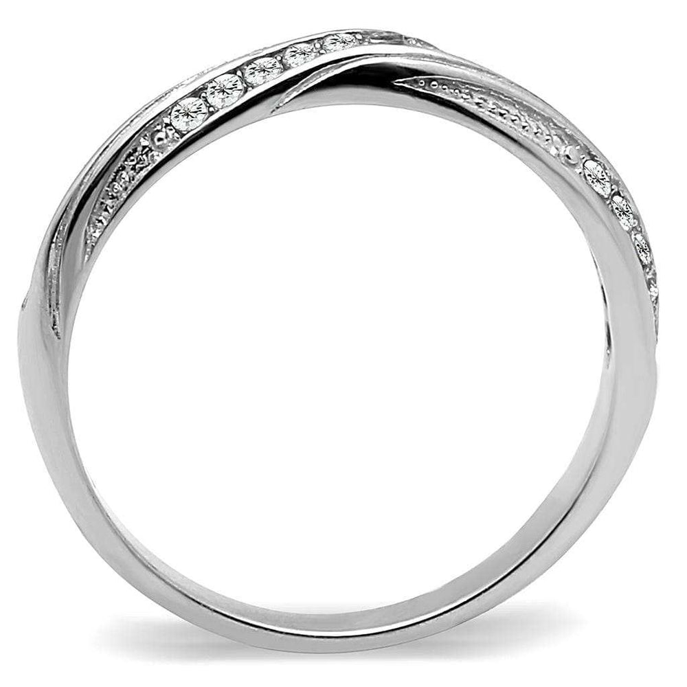 TK3259 - High polished (no plating) Stainless Steel Ring with AAA Grade CZ in Clear - Alamode - Flyclothing LLC