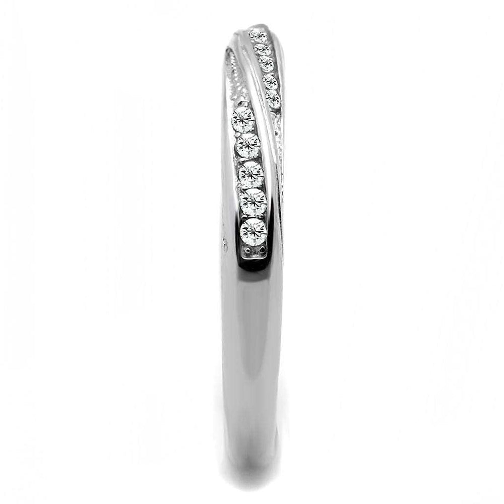 TK3259 - High polished (no plating) Stainless Steel Ring with AAA Grade CZ in Clear - Alamode - Flyclothing LLC