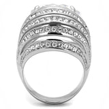 TK3263 - High polished (no plating) Stainless Steel Ring with AAA Grade CZ in Clear - Alamode - Flyclothing LLC