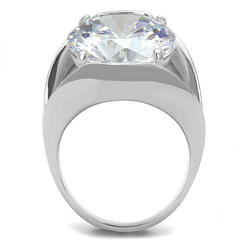 TK3263 - High polished (no plating) Stainless Steel Ring with AAA Grade CZ in Clear - Alamode - Flyclothing LLC