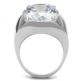 TK3263 - High polished (no plating) Stainless Steel Ring with AAA Grade CZ in Clear - Alamode - Flyclothing LLC