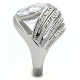 TK3263 - High polished (no plating) Stainless Steel Ring with AAA Grade CZ in Clear - Alamode - Flyclothing LLC