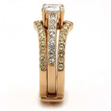 TK3264 - IP Rose Gold(Ion Plating) Stainless Steel Ring with AAA Grade CZ in Clear - Alamode - Flyclothing LLC