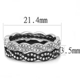 TK3265 - Two-Tone IP Black (Ion Plating) Stainless Steel Ring with Top Grade Crystal in Clear - Alamode - Flyclothing LLC