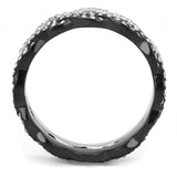 TK3265 - Two-Tone IP Black (Ion Plating) Stainless Steel Ring with Top Grade Crystal in Clear - Alamode - Flyclothing LLC