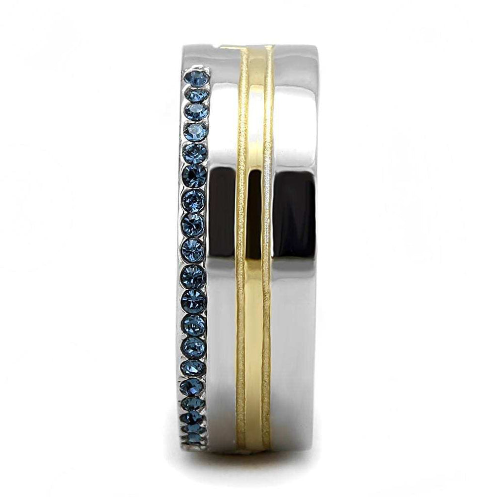 TK3266 - Two-Tone IP Gold (Ion Plating) Stainless Steel Ring with Top Grade Crystal in Montana - Alamode - Flyclothing LLC