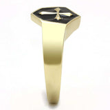 TK3268 - IP Gold(Ion Plating) Stainless Steel Ring with Epoxy in Jet - Alamode - Flyclothing LLC