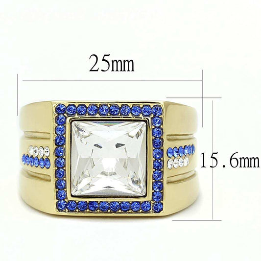 TK3269 - IP Gold(Ion Plating) Stainless Steel Ring with Top Grade Crystal in Clear - Alamode - Flyclothing LLC