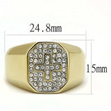 TK3270 - Two-Tone IP Gold (Ion Plating) Stainless Steel Ring with Top Grade Crystal in Clear - Alamode - Flyclothing LLC