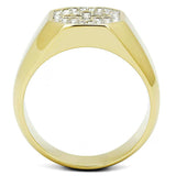 TK3270 - Two-Tone IP Gold (Ion Plating) Stainless Steel Ring with Top Grade Crystal in Clear - Alamode - Flyclothing LLC
