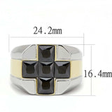 TK3271 - Two-Tone IP Gold (Ion Plating) Stainless Steel Ring with AAA Grade CZ in Black Diamond - Alamode - Flyclothing LLC