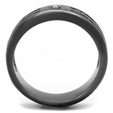 TK3275 - IP Light Black (IP Gun) Stainless Steel Ring with AAA Grade CZ in Clear - Alamode - Flyclothing LLC