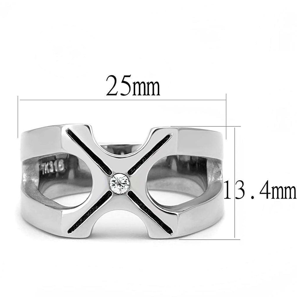 TK3278 - High polished (no plating) Stainless Steel Ring with AAA Grade CZ in Clear - Alamode - Flyclothing LLC