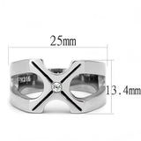 TK3278 - High polished (no plating) Stainless Steel Ring with AAA Grade CZ in Clear - Alamode - Flyclothing LLC