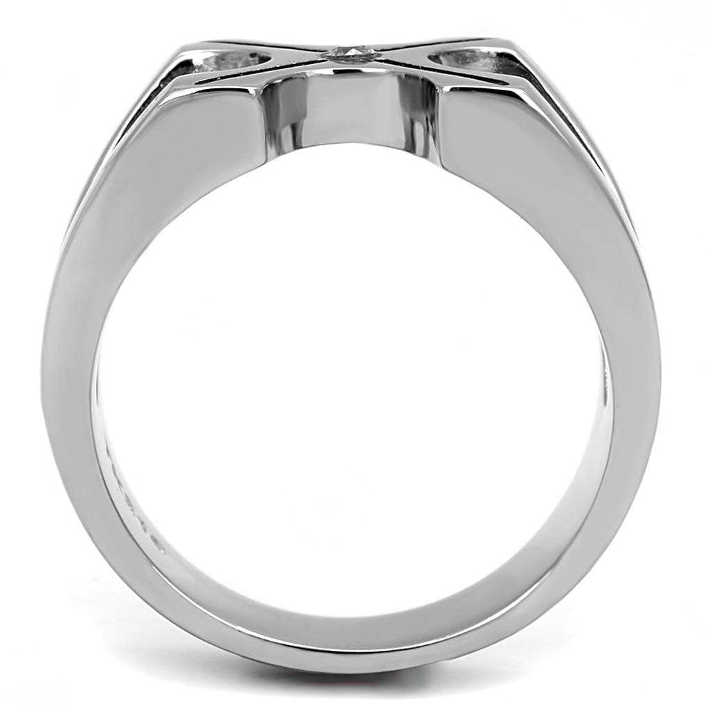 TK3278 - High polished (no plating) Stainless Steel Ring with AAA Grade CZ in Clear - Alamode - Flyclothing LLC