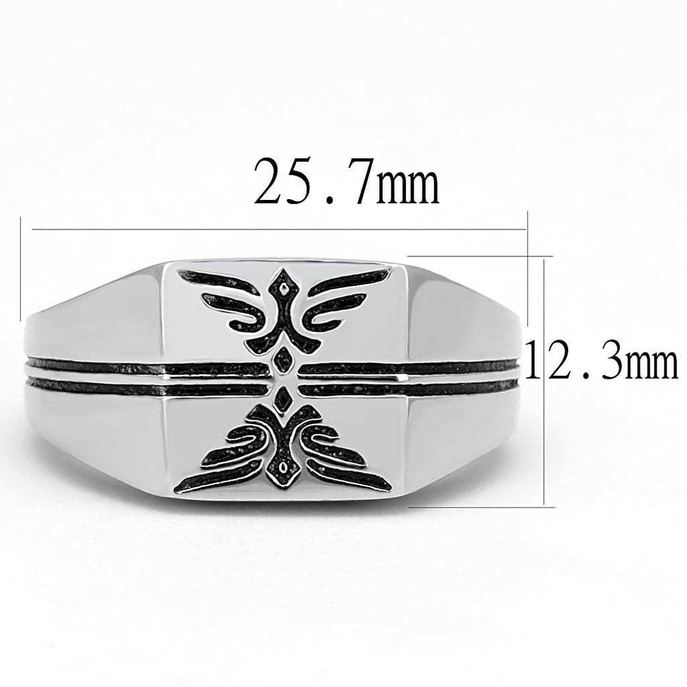 TK3279 - High polished (no plating) Stainless Steel Ring with Epoxy in Jet - Alamode - Flyclothing LLC