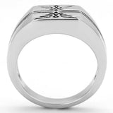 TK3279 - High polished (no plating) Stainless Steel Ring with Epoxy in Jet - Alamode - Flyclothing LLC