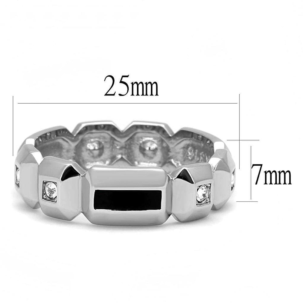 TK3281 - High polished (no plating) Stainless Steel Ring with Top Grade Crystal in Clear - Alamode - Flyclothing LLC