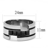 TK3284 - High polished (no plating) Stainless Steel Ring with Top Grade Crystal in Jet - Alamode - Flyclothing LLC