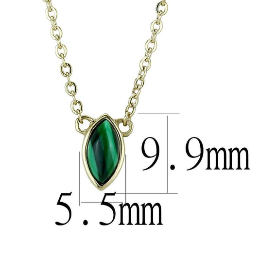 TK3286 - IP Gold(Ion Plating) Stainless Steel Necklace with Synthetic MALACHITE in Emerald - Alamode - Flyclothing LLC