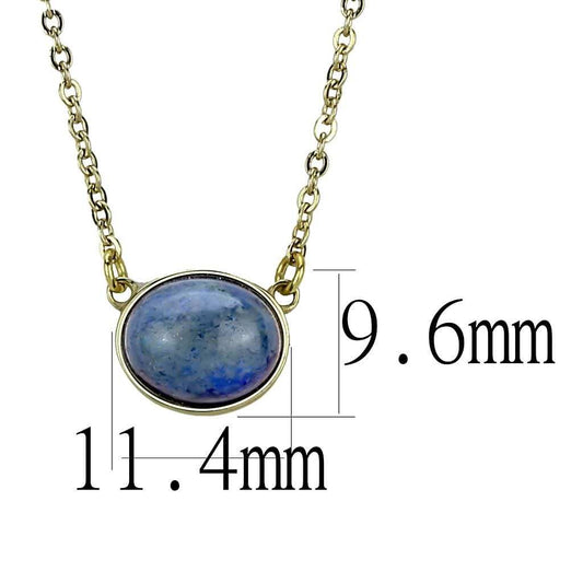 TK3287 - IP Gold(Ion Plating) Stainless Steel Necklace with Precious Stone Lapis in Montana - Alamode - Flyclothing LLC