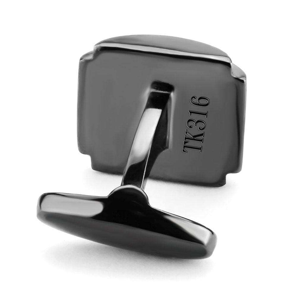 TK3290 - IP Light Black (IP Gun) Stainless Steel Cufflink with Semi-Precious Oligoclase in Animal pattern - Alamode - Flyclothing LLC