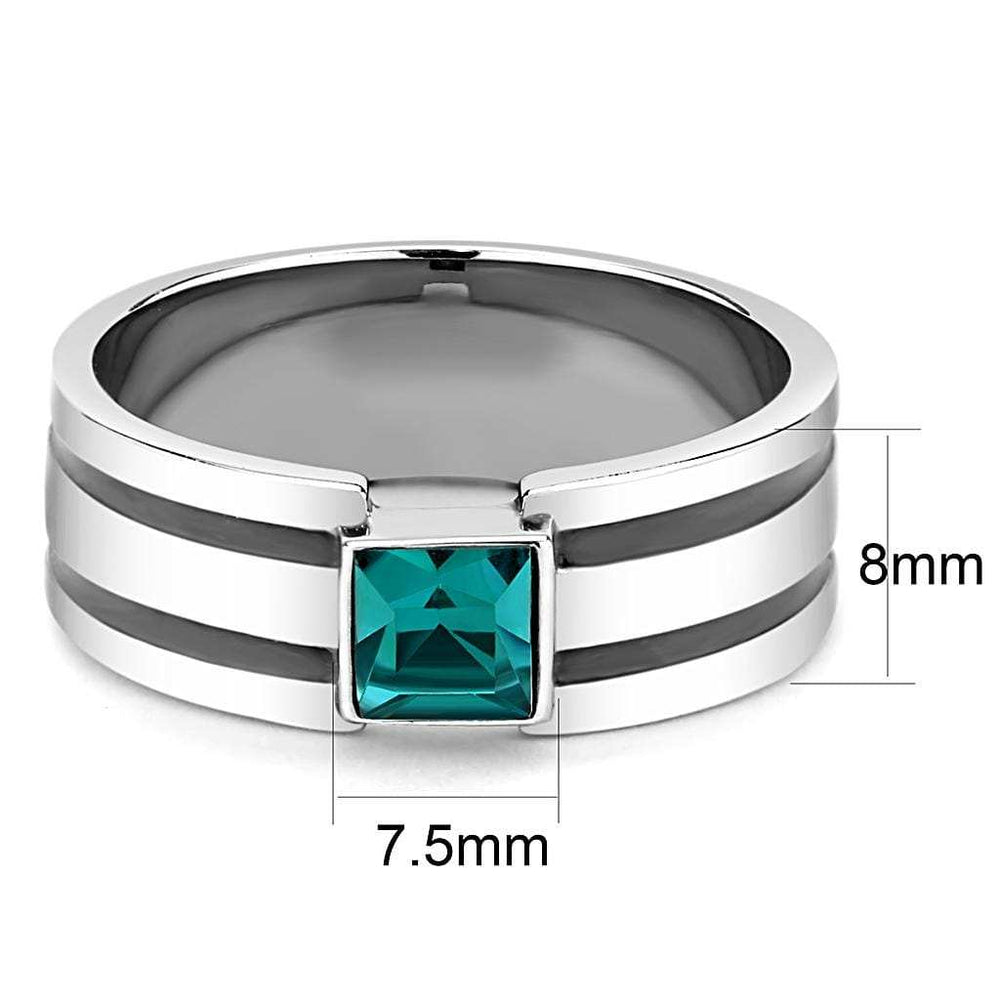 TK3291 - High polished (no plating) Stainless Steel Ring with Top Grade Crystal in Blue Zircon - Alamode - Flyclothing LLC