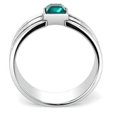 TK3291 - High polished (no plating) Stainless Steel Ring with Top Grade Crystal in Blue Zircon - Alamode - Flyclothing LLC
