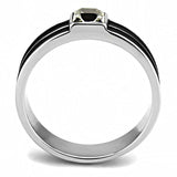 TK3292 - High polished (no plating) Stainless Steel Ring with Top Grade Crystal in Black Diamond - Alamode - Flyclothing LLC