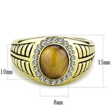 TK3293 - IP Gold(Ion Plating) Stainless Steel Ring with Synthetic Tiger Eye in Topaz - Alamode - Flyclothing LLC