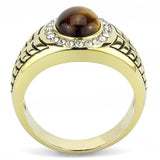 TK3293 - IP Gold(Ion Plating) Stainless Steel Ring with Synthetic Tiger Eye in Topaz - Alamode - Flyclothing LLC