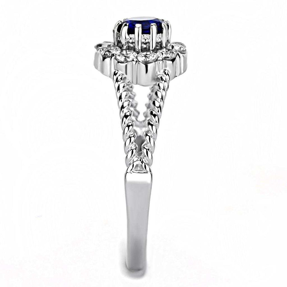 TK3427 - High polished (no plating) Stainless Steel Ring with Synthetic Synthetic Glass in Montana - Alamode - Flyclothing LLC