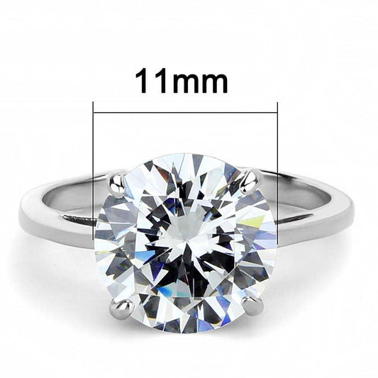 TK3428 - High polished (no plating) Stainless Steel Ring with AAA Grade CZ in Clear - Alamode - Flyclothing LLC