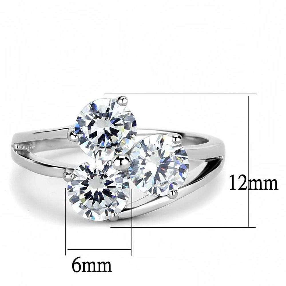 TK3430 - High polished (no plating) Stainless Steel Ring with AAA Grade CZ in Clear - Alamode - Flyclothing LLC