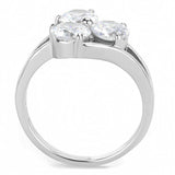 TK3430 - High polished (no plating) Stainless Steel Ring with AAA Grade CZ in Clear - Alamode - Flyclothing LLC