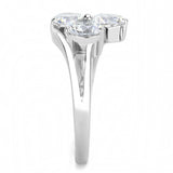 TK3430 - High polished (no plating) Stainless Steel Ring with AAA Grade CZ in Clear - Alamode - Flyclothing LLC