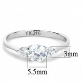 TK3431 - High polished (no plating) Stainless Steel Ring with AAA Grade CZ in Clear - Alamode - Flyclothing LLC