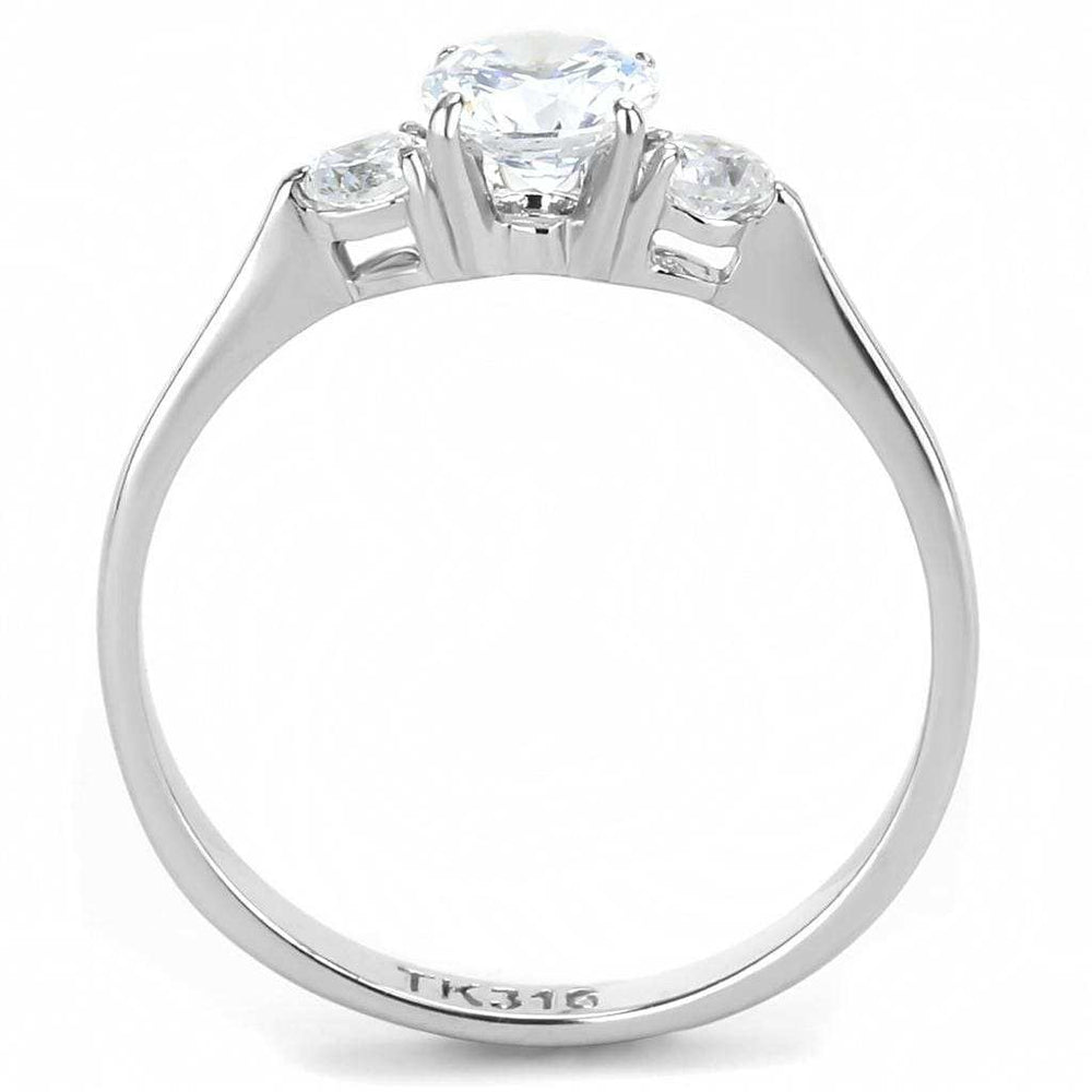 TK3431 - High polished (no plating) Stainless Steel Ring with AAA Grade CZ in Clear - Alamode - Flyclothing LLC