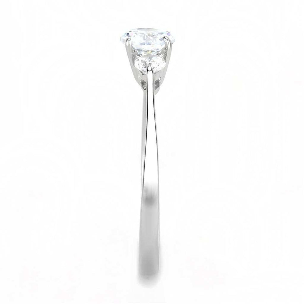 TK3431 - High polished (no plating) Stainless Steel Ring with AAA Grade CZ in Clear - Alamode - Flyclothing LLC