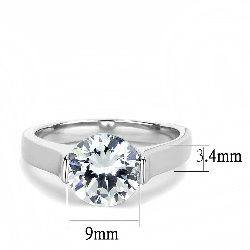 TK3432 - High polished (no plating) Stainless Steel Ring with AAA Grade CZ in Clear - Alamode - Flyclothing LLC