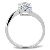 TK3433 - High polished (no plating) Stainless Steel Ring with AAA Grade CZ in Clear - Alamode - Flyclothing LLC
