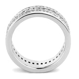 TK3435 - High polished (no plating) Stainless Steel Ring with AAA Grade CZ in Clear - Alamode - Flyclothing LLC