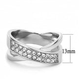 TK3436 - High polished (no plating) Stainless Steel Ring with Top Grade Crystal in Clear - Alamode - Flyclothing LLC