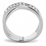 TK3436 - High polished (no plating) Stainless Steel Ring with Top Grade Crystal in Clear - Alamode - Flyclothing LLC