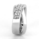 TK3436 - High polished (no plating) Stainless Steel Ring with Top Grade Crystal in Clear - Alamode - Flyclothing LLC