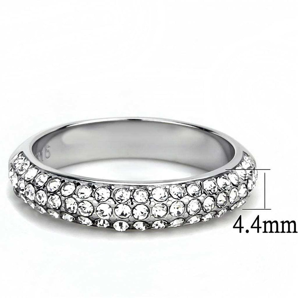 TK3437 - High polished (no plating) Stainless Steel Ring with Top Grade Crystal in Clear - Alamode - Flyclothing LLC